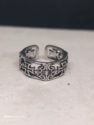 Anillo símbolos Templarios acero 318