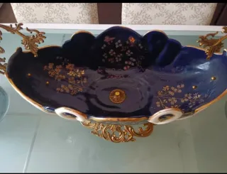 Centro de mesa porcelana y metal cisnes