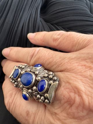 Anillo Plata Lapislázuli Antiguo Tibet