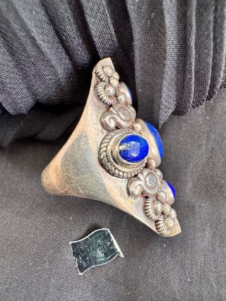 Anillo Plata Lapislázuli Antiguo Tibet