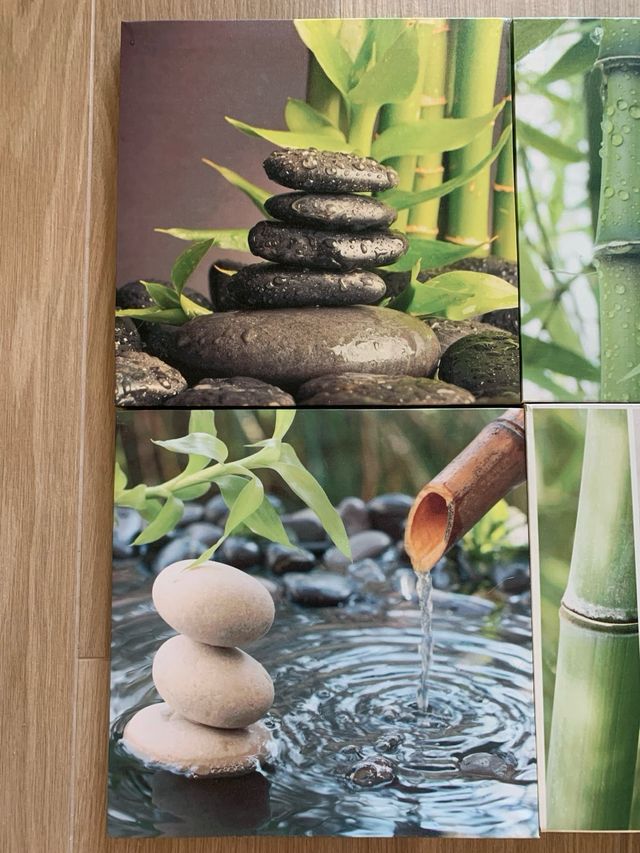 Set 6 Stampe Zen Bambù Pietre Orchidea Buddha