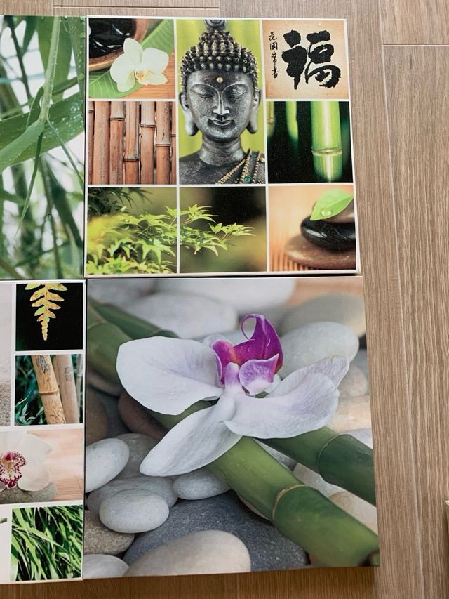 Set 6 Stampe Zen Bambù Pietre Orchidea Buddha