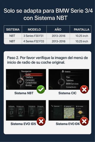 Pantalla CarPlay BMW Serie 3/4 (2013-2016)