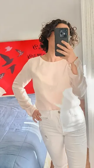 Blusa rosa claro manga larga