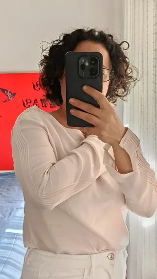 Blusa rosa claro manga larga