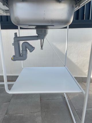 Minicocina Ikea Acero Inoxidable y Blanco