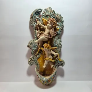 Acquasantiera ceramica Caltagirone F. Scarlatella