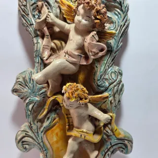 Acquasantiera ceramica Caltagirone F. Scarlatella