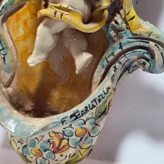 Acquasantiera ceramica Caltagirone F. Scarlatella
