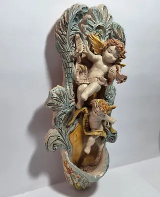 Acquasantiera ceramica Caltagirone F. Scarlatella