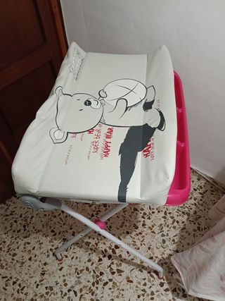Bañera cambiador bebé rosa tal cual se ve