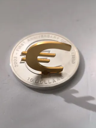 Moneda 10 Dólares Euro 2003 Plata