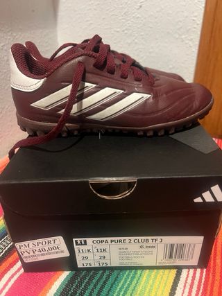 Botas multitaco fútbol niño Adidas rojas número 29