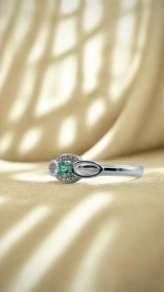 Anillo Plata 925 Italiana Esmeralda Natural