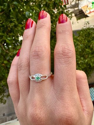 Anillo Plata 925 Italiana Esmeralda Natural