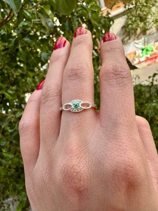 Anillo Plata 925 Italiana Esmeralda Natural