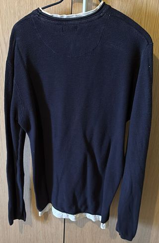 Maglia Uomo Cotone Seta Blu/Bianco XXL