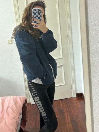 Chaqueta retro azul marino y blanco