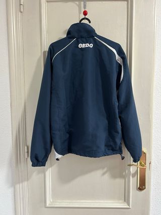 Chaqueta retro azul marino y blanco