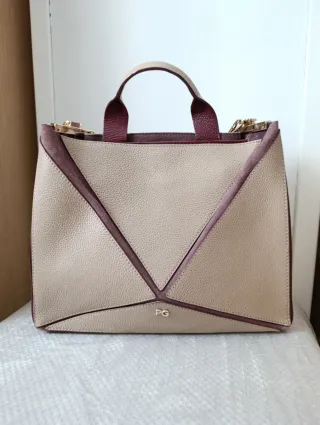 Bolso Purificación García Piel Beige/Morado