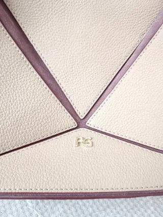 Bolso Purificación García Piel Beige/Morado