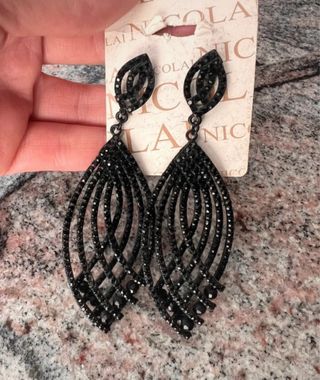 Orecchini Nicole Di Rocco neri con strass