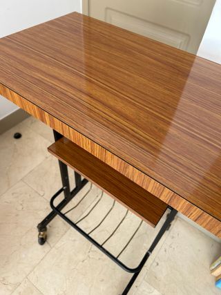 Mesa auxiliar vintage madera y metal