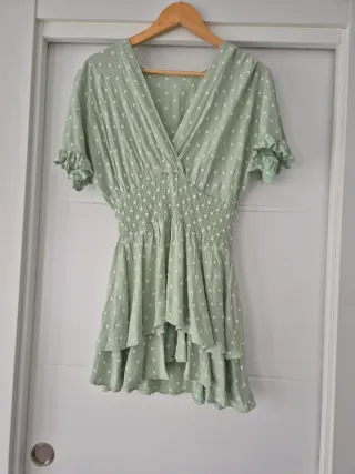 Vestido corto verde lunares S