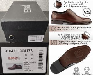 Zapatos 100% cuero talla 43 - 44, tipo Oxford