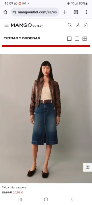 Falda midi vaquera Mango