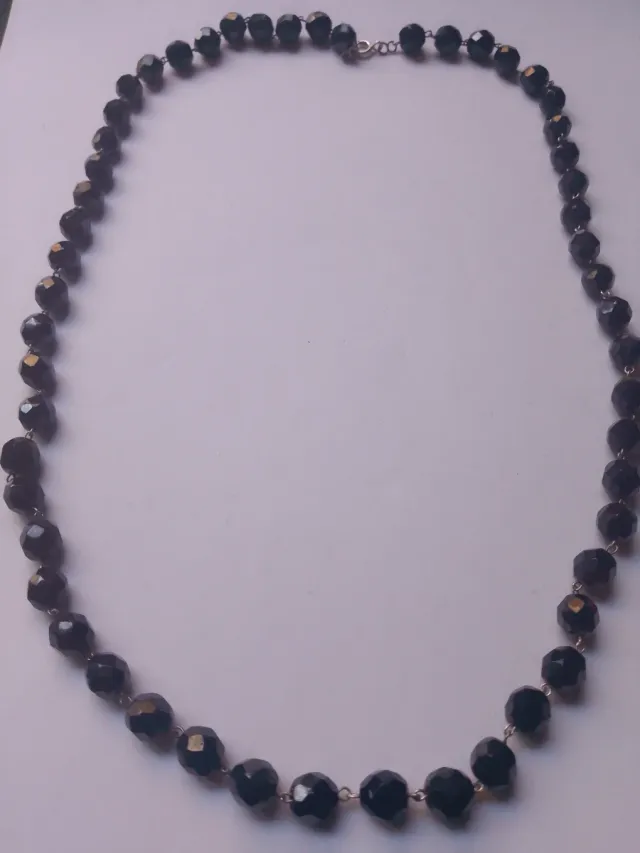 Collar Ónix y Plata .largo 64 cm.