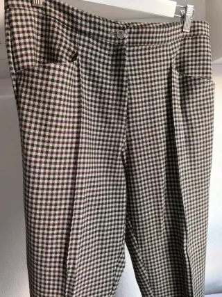 Pantalón Purificación García Cuadros Verde/Beige 