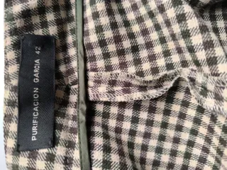 Pantalón Purificación García Cuadros Verde/Beige 