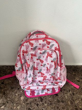 Mochila escolar floral rosa