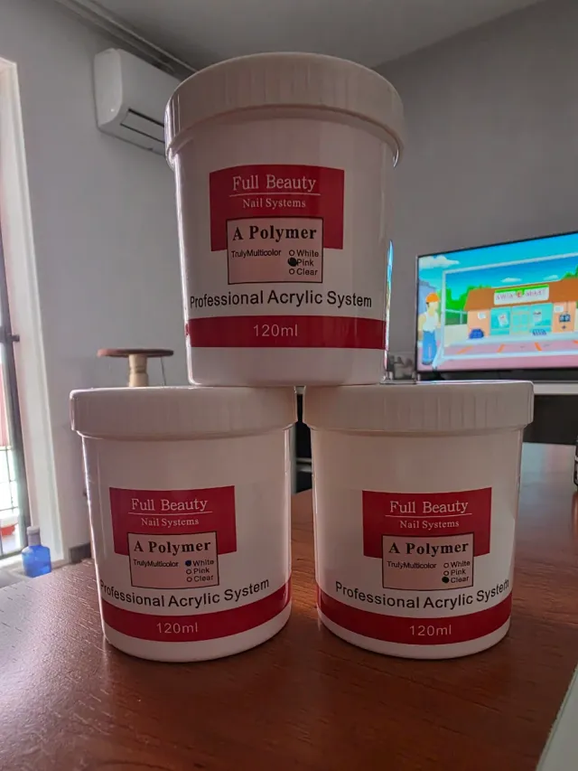 Acrílico Full Beauty Transparente, Rosa y Blanco