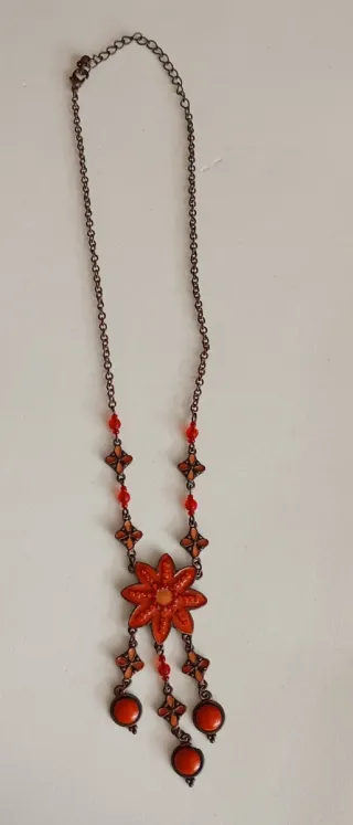 Collana donna fiore arancione e rosso