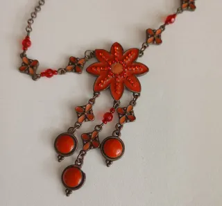 Collana donna fiore arancione e rosso