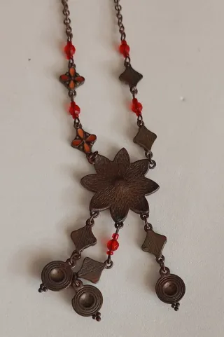Collana donna fiore arancione e rosso