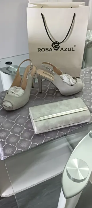 Zapatos y cartera Rosa Azul talla 37