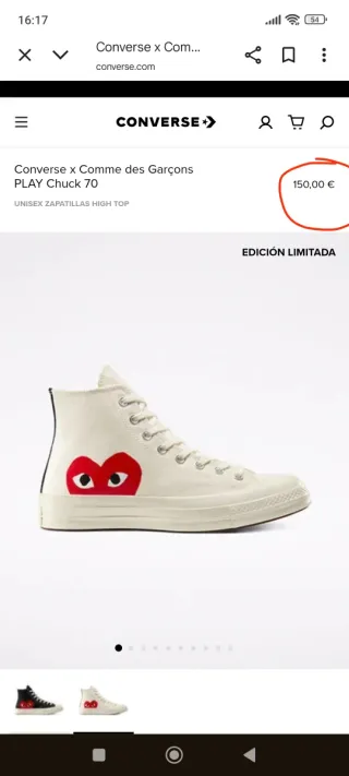 Converse Play CDG Corazón Rojo