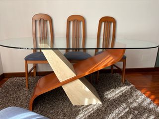 Mesa Comedor Cristal Ovalada Beige