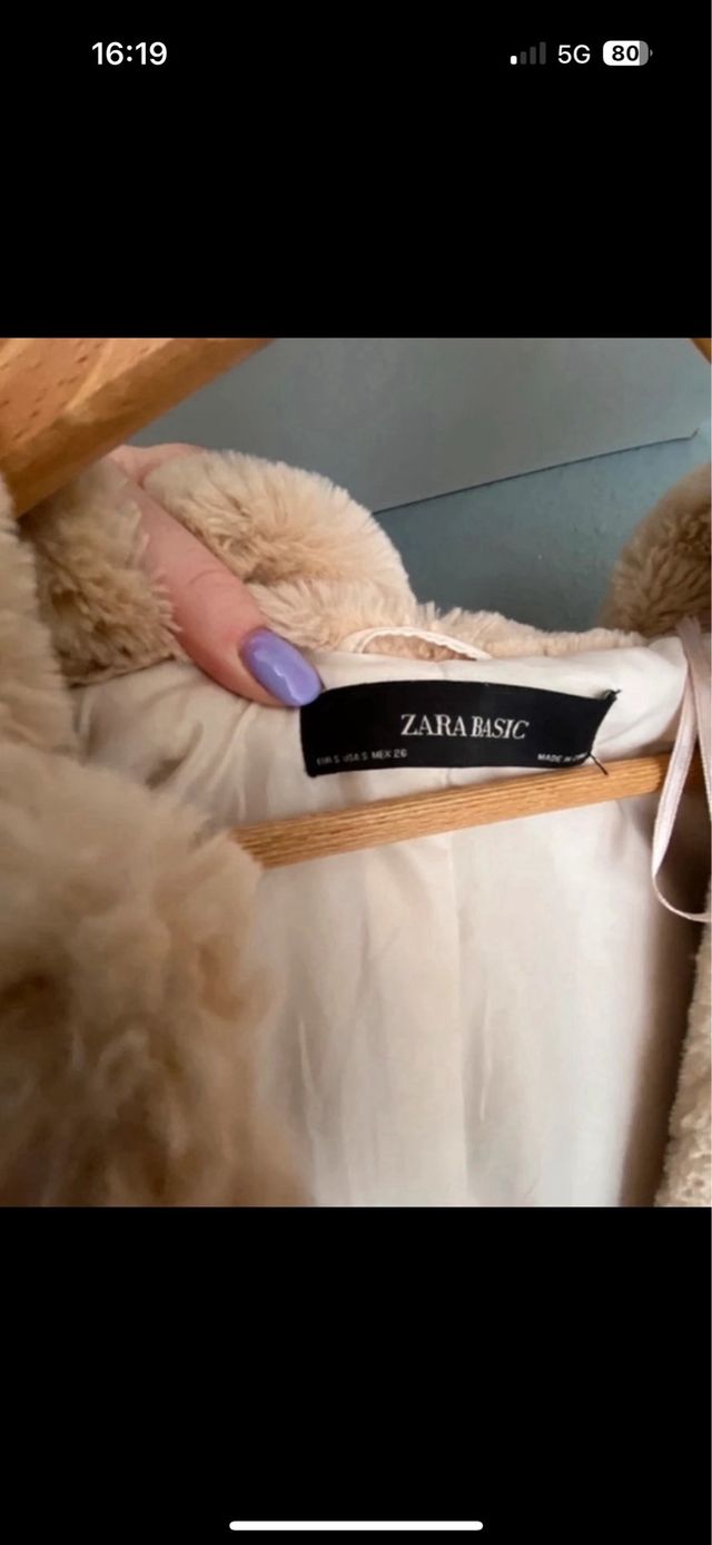 Abrigo pelo suave Zara beige