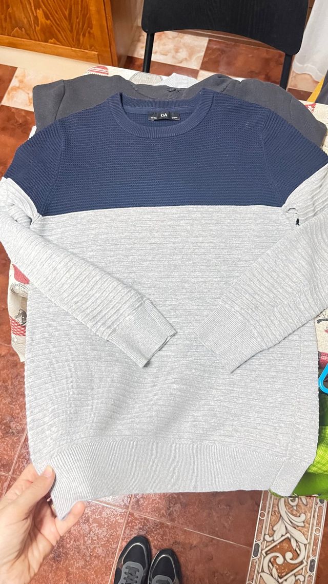 Jersey niño C&A azul y gris talla 11-12