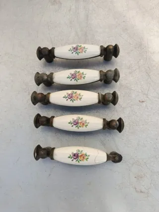 Tiradores porcelana y metal (5 unidades)