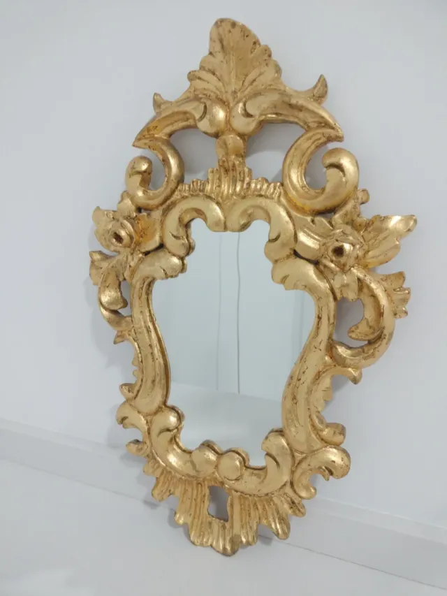 Espejo Cornucopia Madera Pan de Oro Antiguo