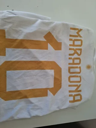 Maglia calcio Maradona numero 10 bianca oro