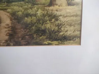 Cuadro acuarela paisaje rural