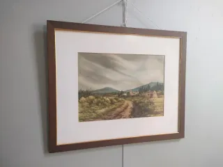 Cuadro acuarela paisaje rural