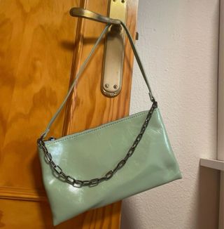 Bolso de hombro verde liso