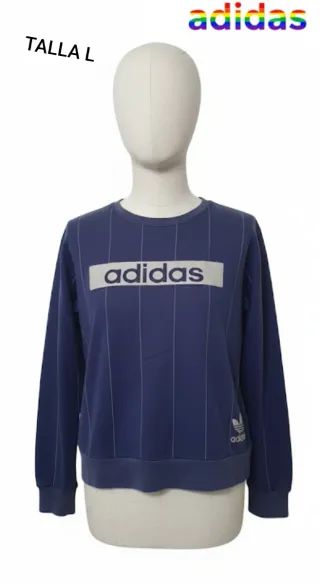 Sudadera Adidas Talla L Azul Rayas